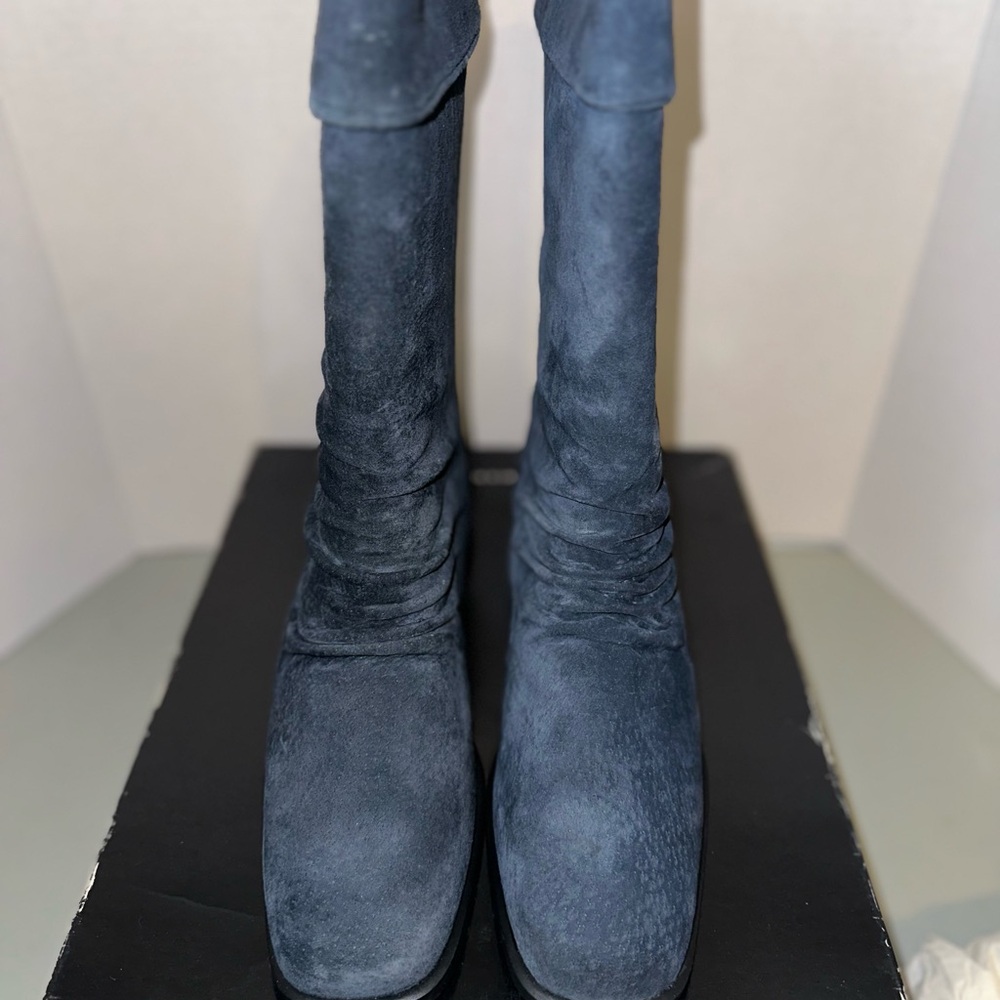 Tall Navy Suede Boots